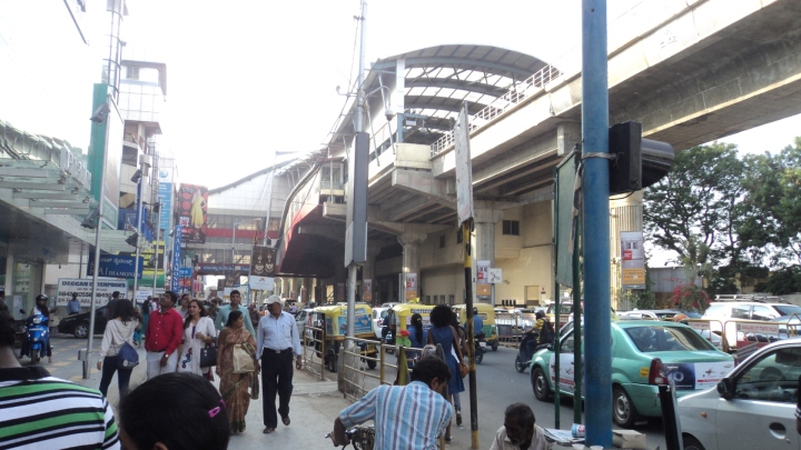 MG Road with the overhead metro rail.